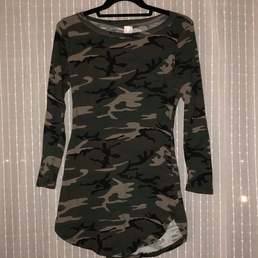 Army Print Casual Mini Dress